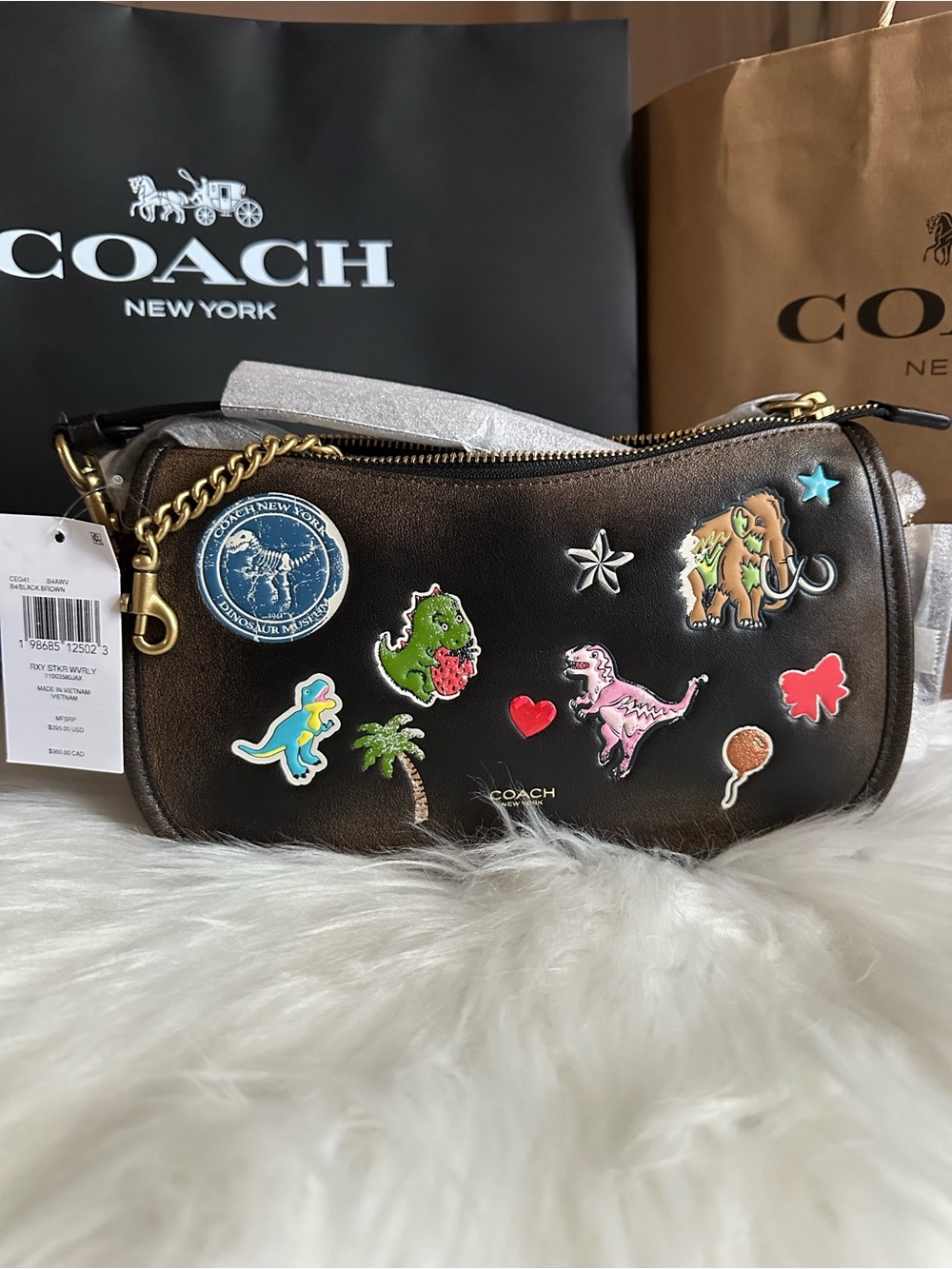 NWT Coach Rexy 10th Birthday Waverly Bag In Loved Leather With Sticker Print